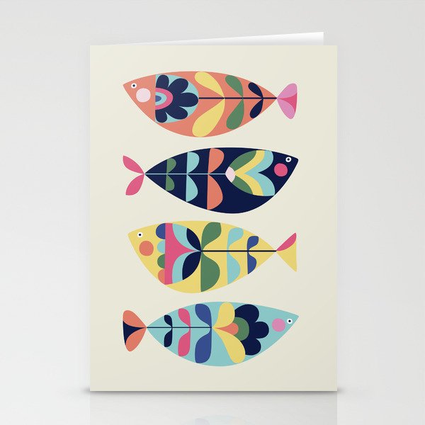 Mid Century Modern Fish Stationery Card Gallery Image 2