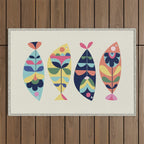 Mid Century Modern Fish Outdoor Rug Gallery Image 1