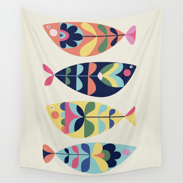 Mid Century Modern Fish Wall Tapestry Gallery Image 4