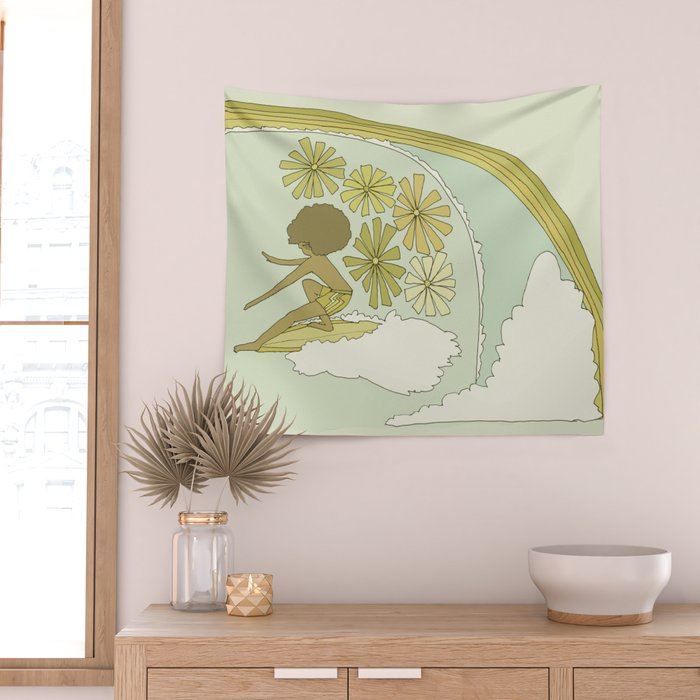 retro 70s surf like buttons // retro surf art by surfy birdy Wall Tapestry Gallery Image 2