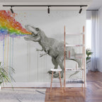 T-Rex Rainbow Puke Wall Mural Gallery Image 1