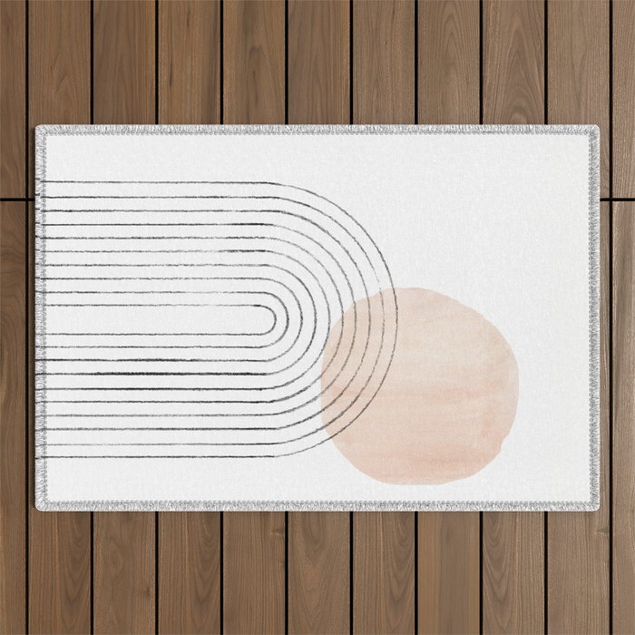 Mid century rainbow and sun Outdoor Rug Gallery Image 1