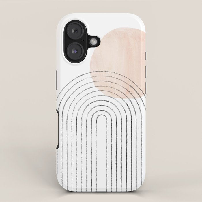 Mid century rainbow and sun iPhone Case Gallery Image 1