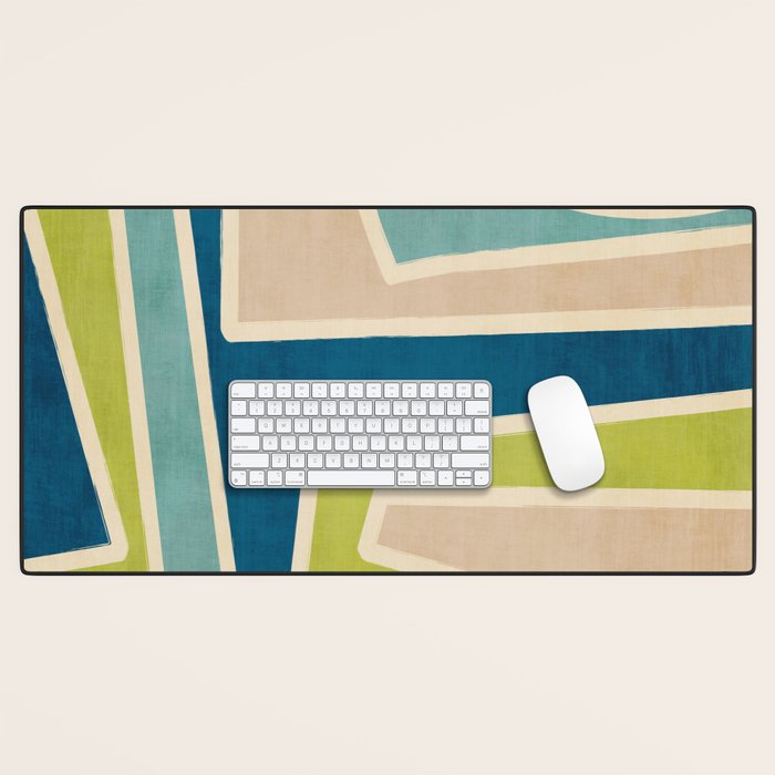Navy Beige Apple Green White Artwork Desk Mat Gallery Image 1