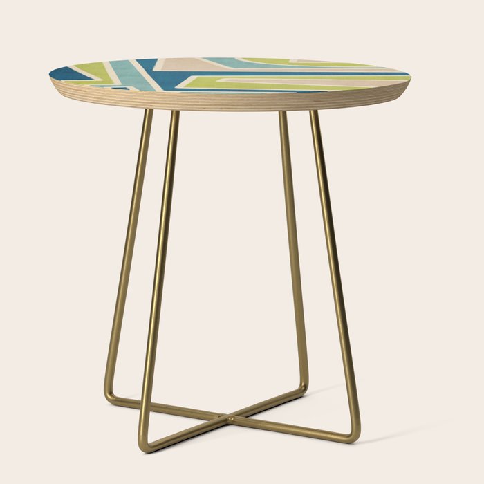 Navy Beige Apple Green White Artwork Side Table Gallery Image 1