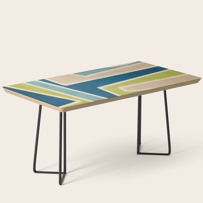 Navy Beige Apple Green White Artwork Coffee Table Gallery Image 1