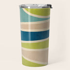 Navy Beige Apple Green White Artwork Travel Mug Gallery Image 2