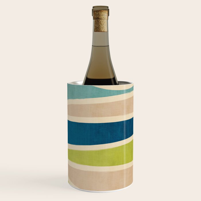 Navy Beige Apple Green White Artwork Wine Chiller Gallery Image 3