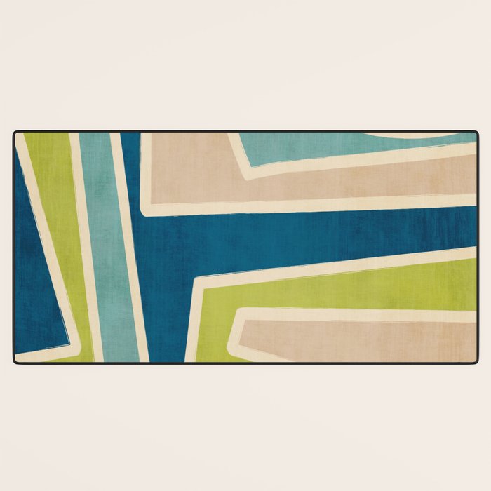 Navy Beige Apple Green White Artwork Desk Mat Gallery Image 3