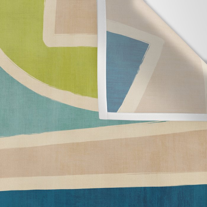 Navy Beige Apple Green White Artwork Wall Tapestry Gallery Image 3
