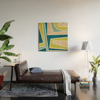 Navy Beige Apple Green White Artwork Wood Wall Art Gallery Image 2