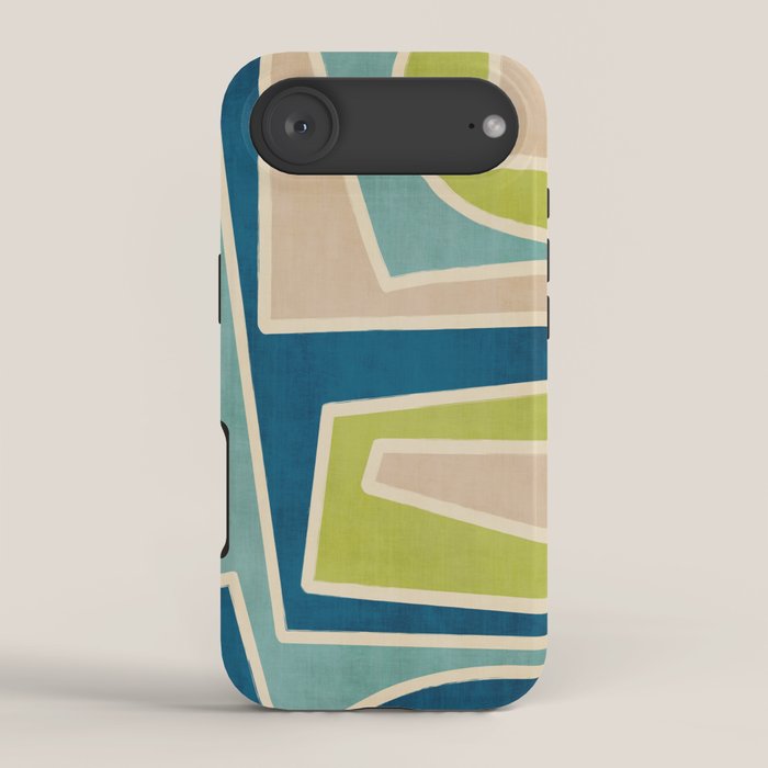 Navy Beige Apple Green White Artwork iPhone Case Gallery Image 2