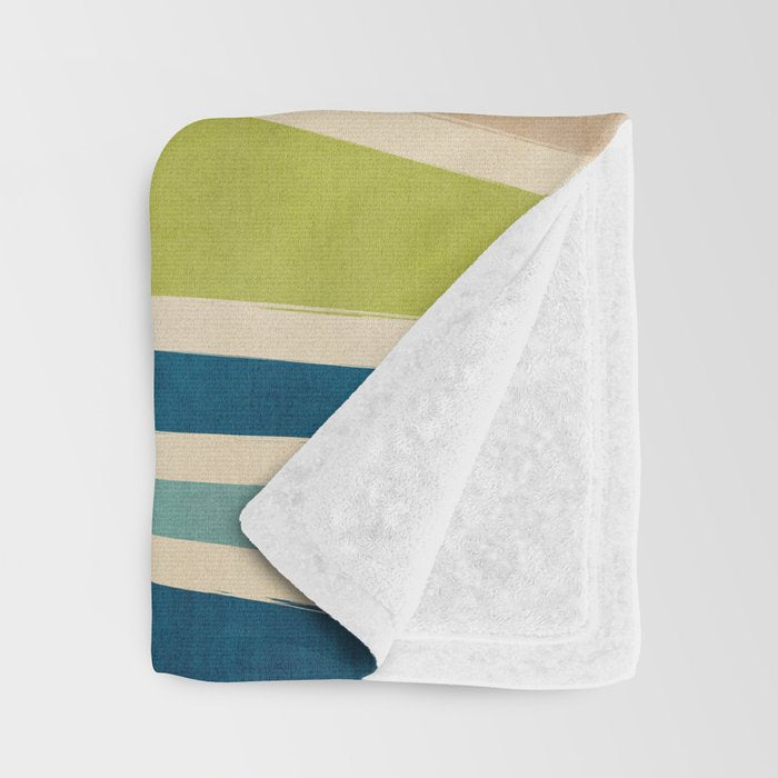 Navy Beige Apple Green White Artwork Throw Blanket Gallery Image 3