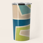 Navy Beige Apple Green White Artwork Travel Mug Gallery Image 1