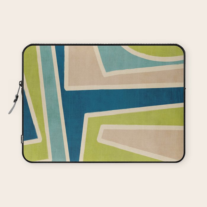 Navy Beige Apple Green White Artwork Laptop Sleeve Gallery Image 1
