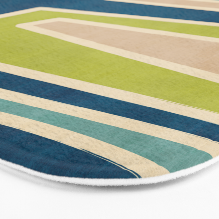 Navy Beige Apple Green White Artwork Bath Mat Gallery Image 3