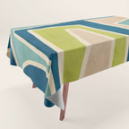 Navy Beige Apple Green White Artwork Tablecloth Gallery Image 1
