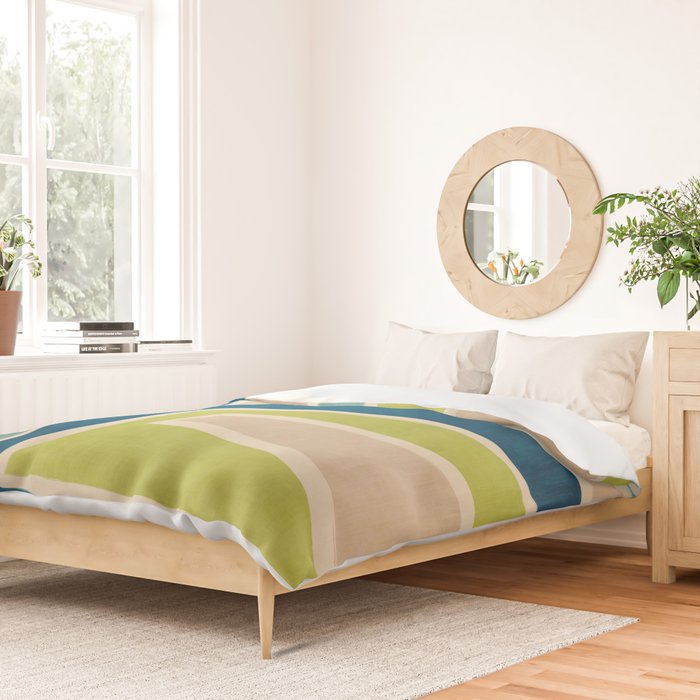 Navy Beige Apple Green White Artwork Duvet Cover Gallery Image 2
