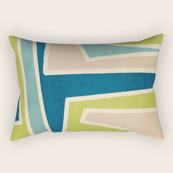 Navy Beige Apple Green White Artwork Rectangular Pillow Gallery Image 2
