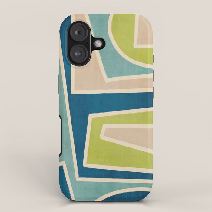 Navy Beige Apple Green White Artwork iPhone Case Gallery Image 1