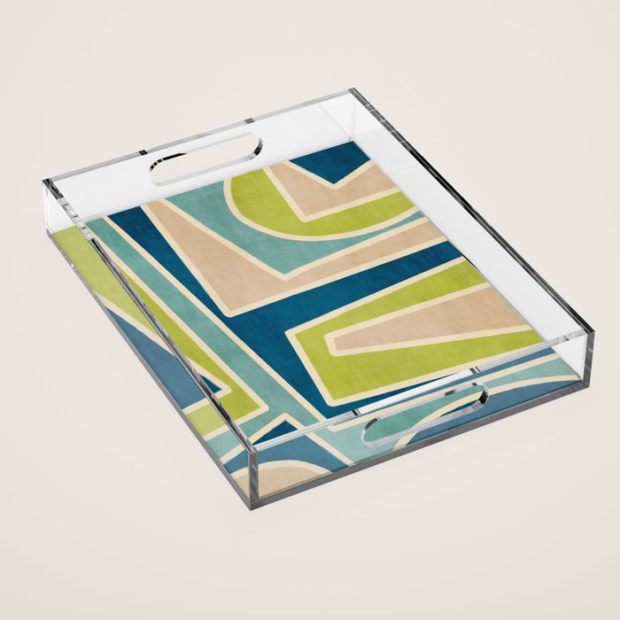 Navy Beige Apple Green White Artwork Acrylic Tray Gallery Image 1