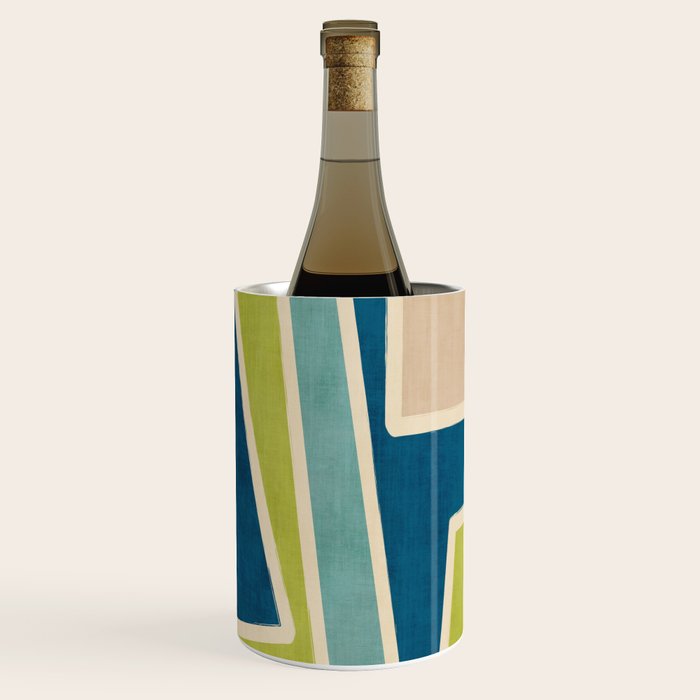 Navy Beige Apple Green White Artwork Wine Chiller Gallery Image 2