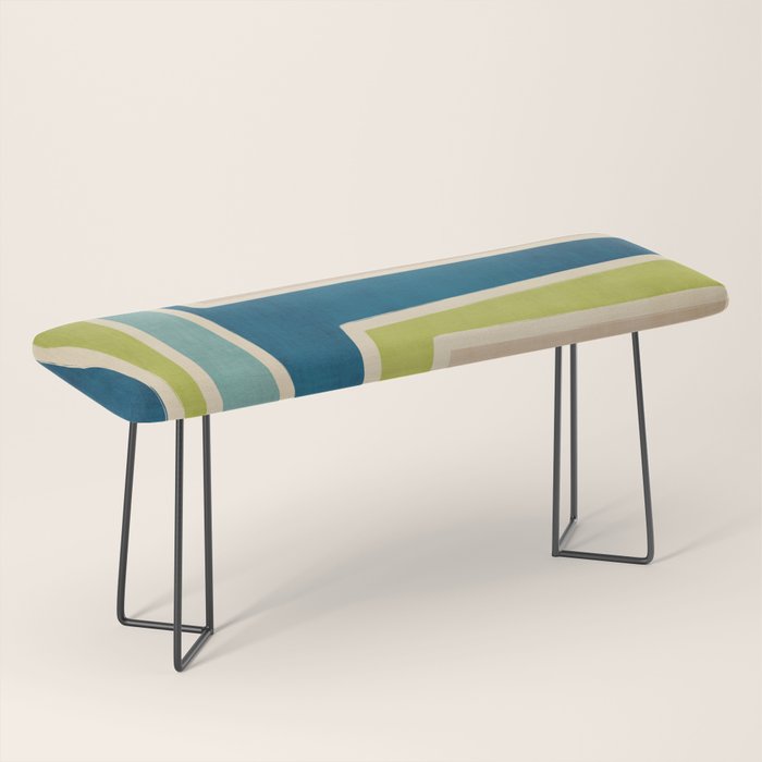 Navy Beige Apple Green White Artwork Bench Gallery Image 1