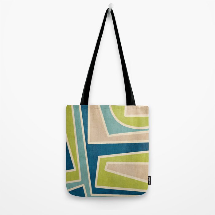 Navy Beige Apple Green White Artwork Tote Bag Gallery Image 2