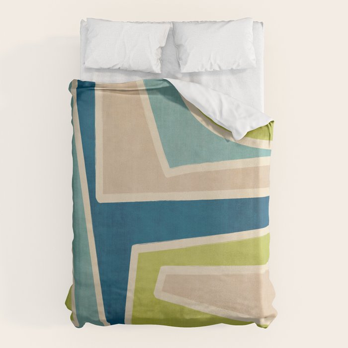 Navy Beige Apple Green White Artwork Duvet Cover Gallery Image 6