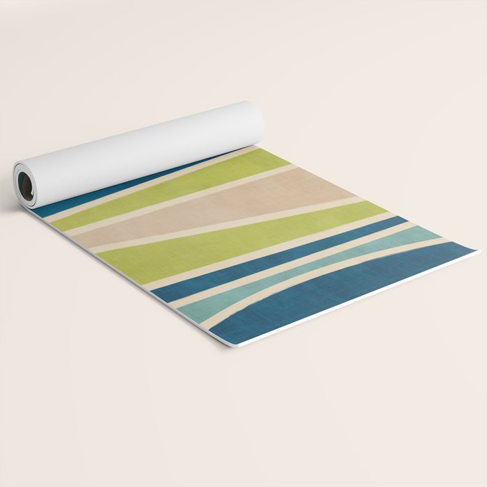 Navy Beige Apple Green White Artwork Yoga Mat Gallery Image 2