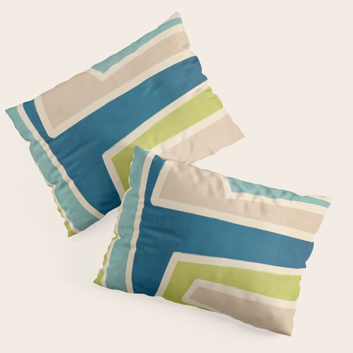 Navy Beige Apple Green White Artwork Pillow Sham Gallery Image 3