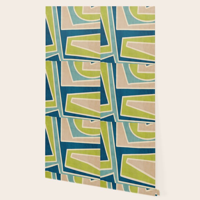 Navy Beige Apple Green White Artwork Wallpaper Gallery Image 2