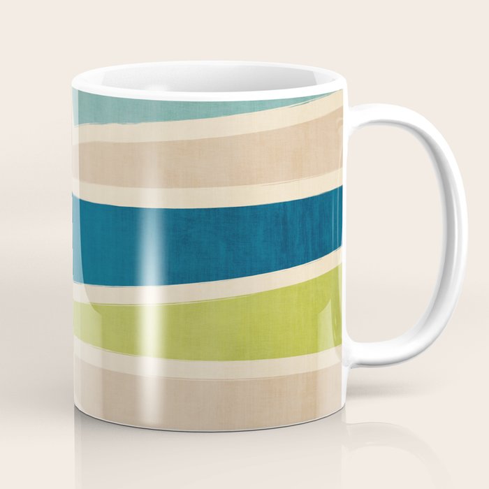 Navy Beige Apple Green White Artwork Coffee Mug Gallery Image 1