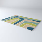 Navy Beige Apple Green White Artwork Rug Gallery Image 3