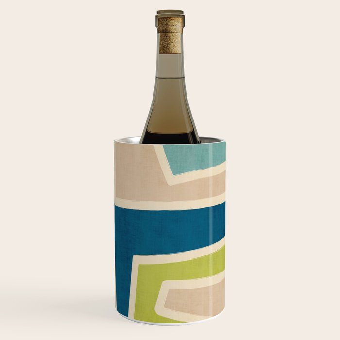 Navy Beige Apple Green White Artwork Wine Chiller Gallery Image 1