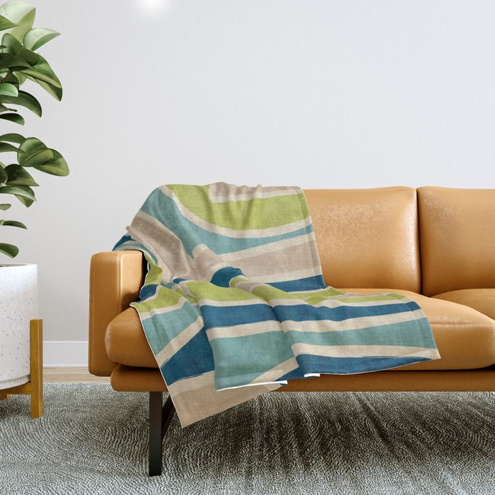 Navy Beige Apple Green White Artwork Throw Blanket Gallery Image 1