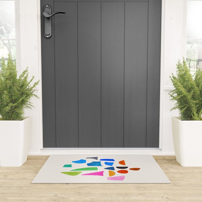 'Possibilities' Mid Century Modern Minimalist Paper Collage Rainbow Colors Welcome Mat Gallery Image 3