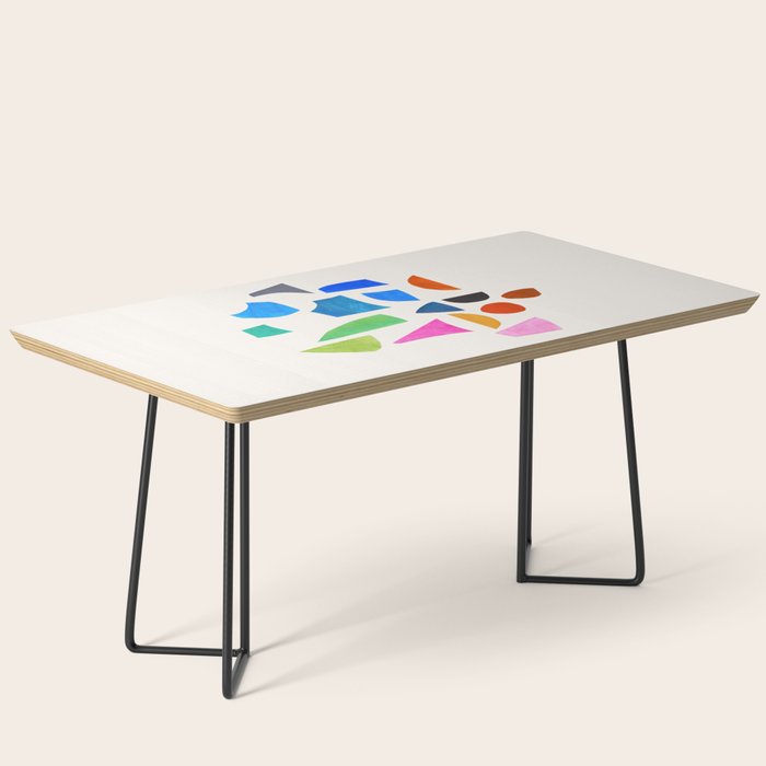 'Possibilities' Mid Century Modern Minimalist Paper Collage Rainbow Colors Coffee Table Gallery Image 1
