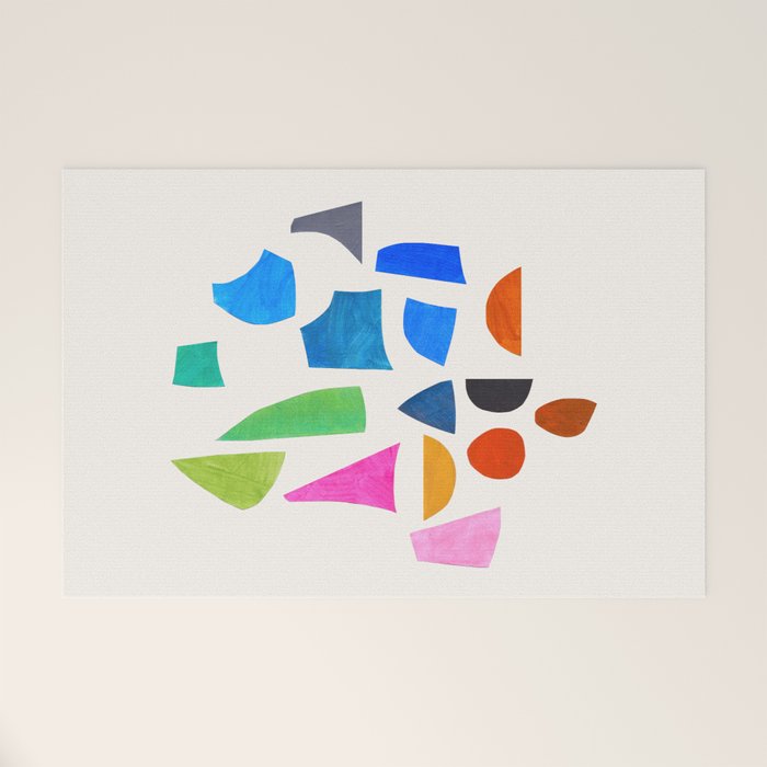 'Possibilities' Mid Century Modern Minimalist Paper Collage Rainbow Colors Welcome Mat Gallery Image 1