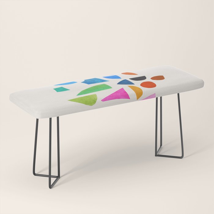 'Possibilities' Mid Century Modern Minimalist Paper Collage Rainbow Colors Bench Gallery Image 1