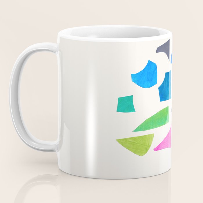 'Possibilities' Mid Century Modern Minimalist Paper Collage Rainbow Colors Coffee Mug Gallery Image 3