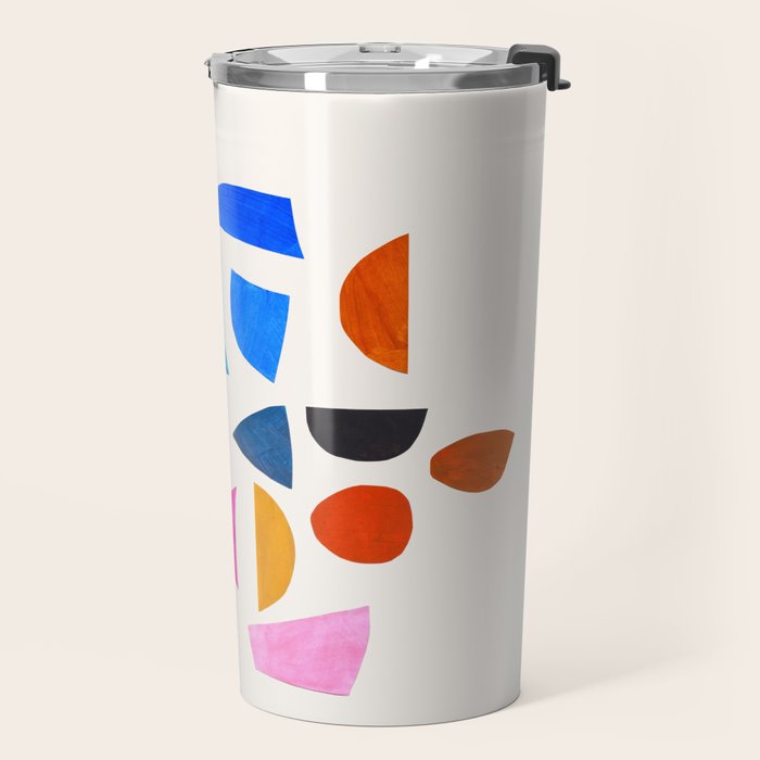 'Possibilities' Mid Century Modern Minimalist Paper Collage Rainbow Colors Travel Mug Gallery Image 2