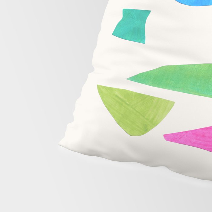 'Possibilities' Mid Century Modern Minimalist Paper Collage Rainbow Colors Pillow Sham Gallery Image 4