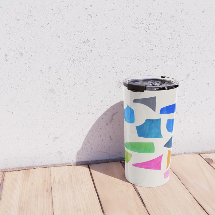 'Possibilities' Mid Century Modern Minimalist Paper Collage Rainbow Colors Travel Mug Gallery Image 4