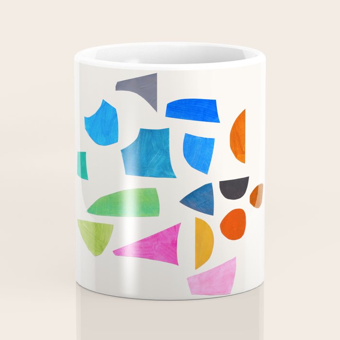 'Possibilities' Mid Century Modern Minimalist Paper Collage Rainbow Colors Coffee Mug Gallery Image 4