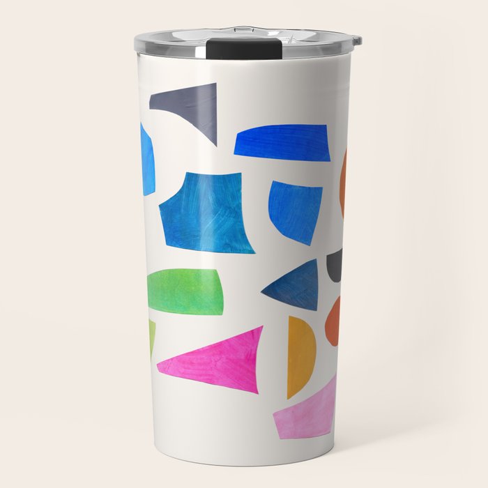 'Possibilities' Mid Century Modern Minimalist Paper Collage Rainbow Colors Travel Mug Gallery Image 1