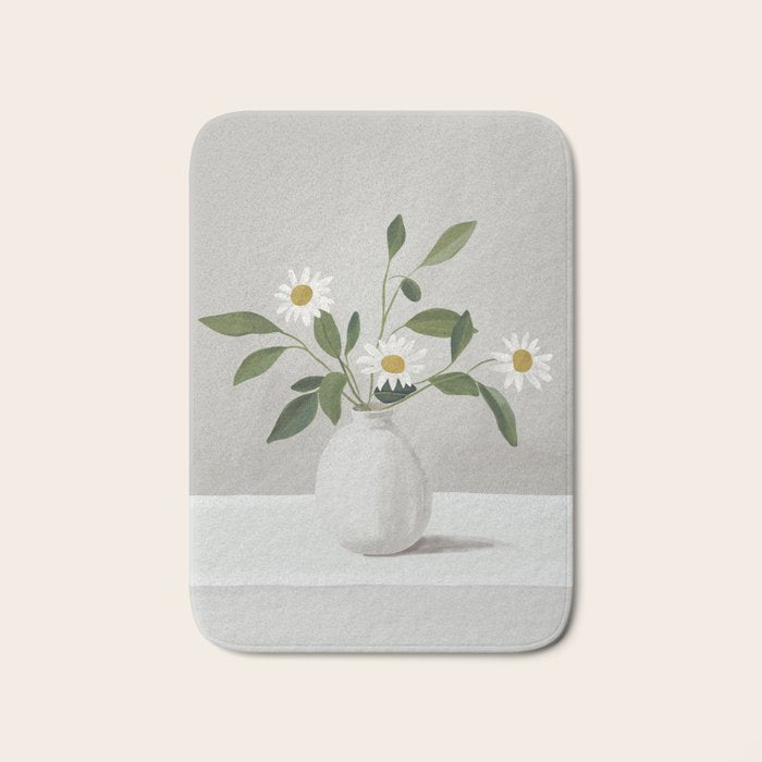 Minimalist Daisy Flowers Bath Mat Gallery Image 1
