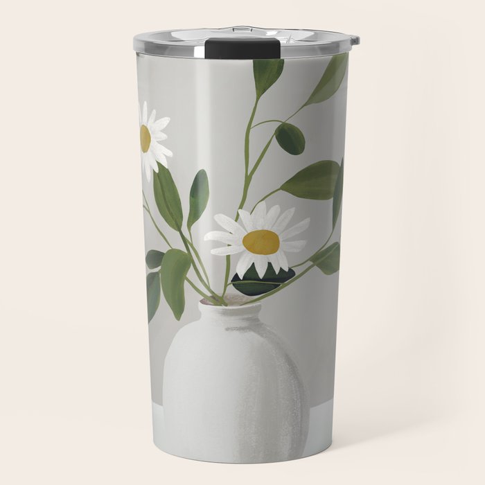 Minimalist Daisy Flowers Travel Mug Gallery Image 1