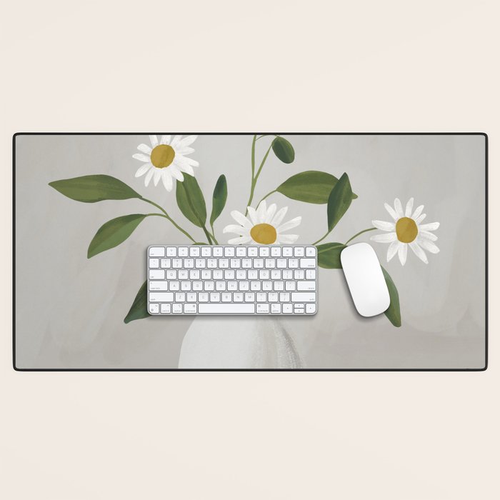 Minimalist Daisy Flowers Desk Mat Gallery Image 1