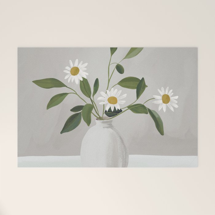 Minimalist Daisy Flowers Welcome Mat Gallery Image 1